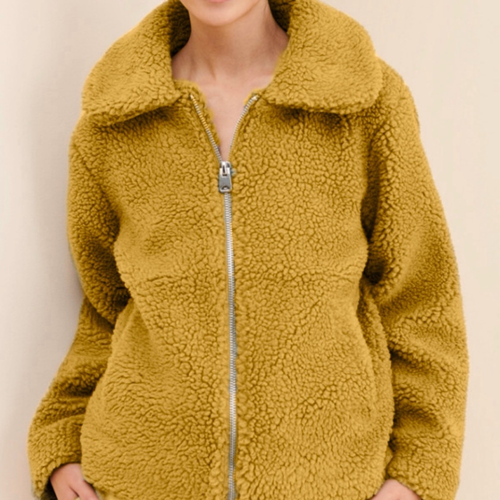 Teddy Cozy Mustard Yellow Women's Jacket